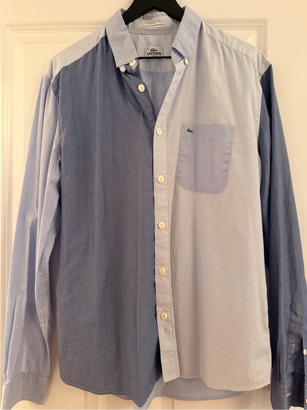 Lacoste Men's Two-Tone Blue Button-Down Shirt